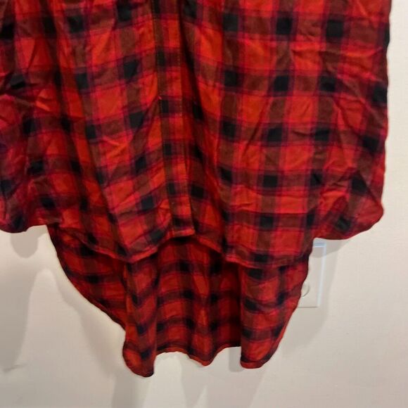 Mossimo Women Red Shirt Dress M Plaid Button Up Sleeveless N-Neck Gorpcore Vtg - Picture 8 of 11